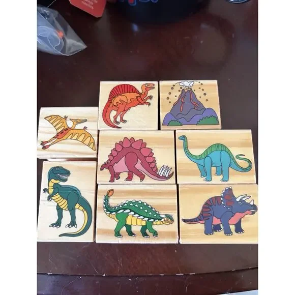 Lot Of Wooden Rubber Ink Stamp Set Dinosaur Scrapbook Arts And Crafts Kids 226 - Picture 11 of 13